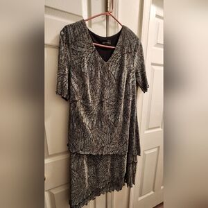 Connected Apparel Asymmetrical Black and Green Dress